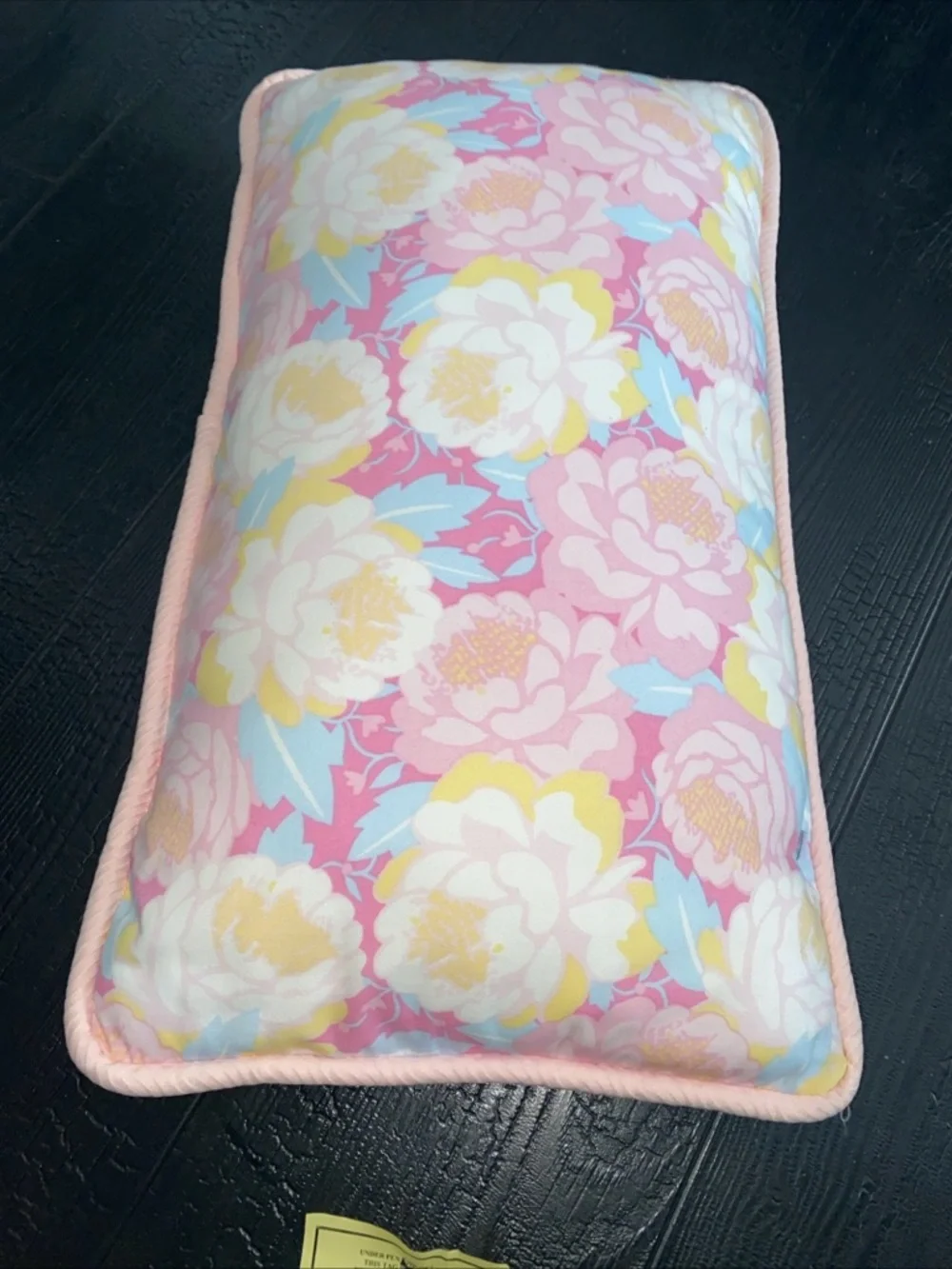 Floral Lumbar Throw Accent Pillow With Insert pastel pink blue, yellow white‎